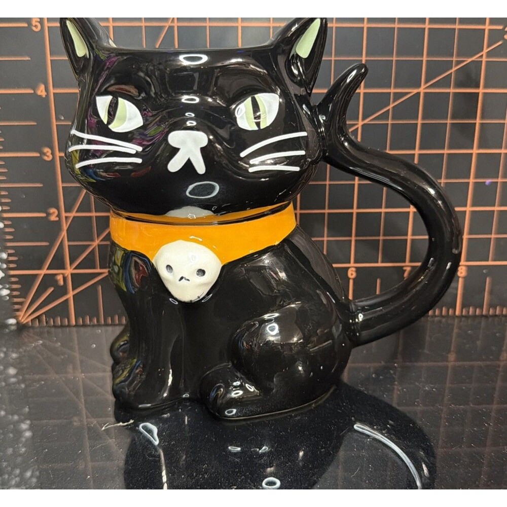 Hyde & EEK Black Cat Halloween Ceramic Mug Tail Handle Skull Collar 2025 Target!